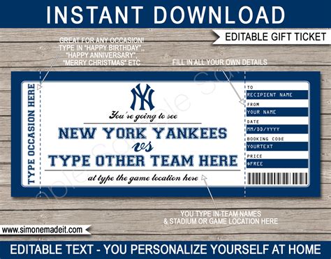 yankees ticket gift card